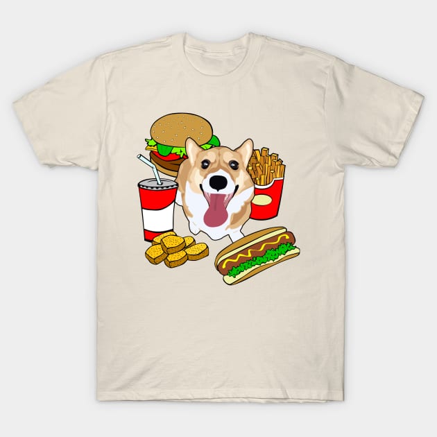 Fast Food Corgi T-Shirt by MaplewoodMerch